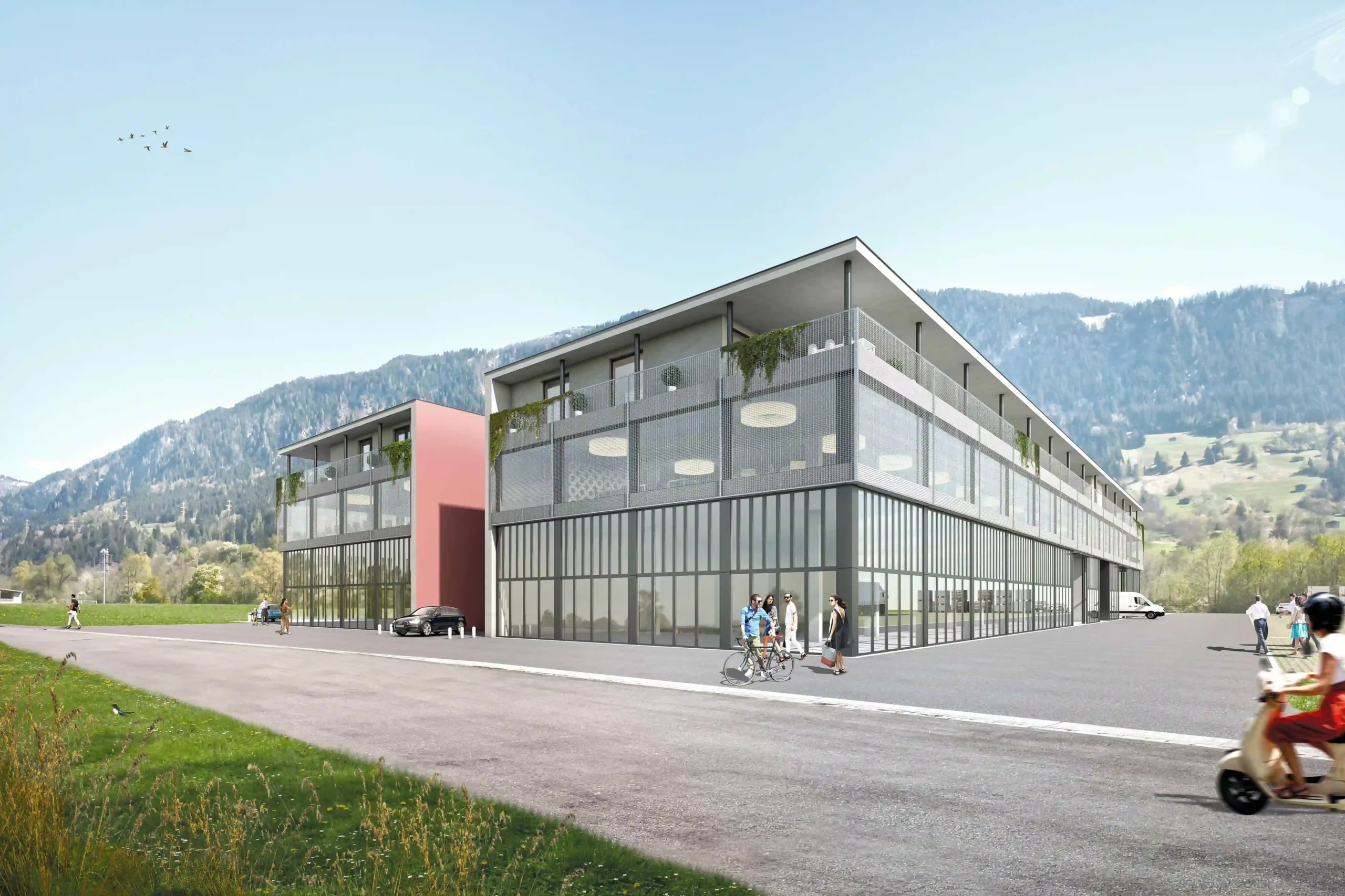 Gewerbehaus Isla 2 Schulein Gesamtaufnahme von dem Gewerbepark